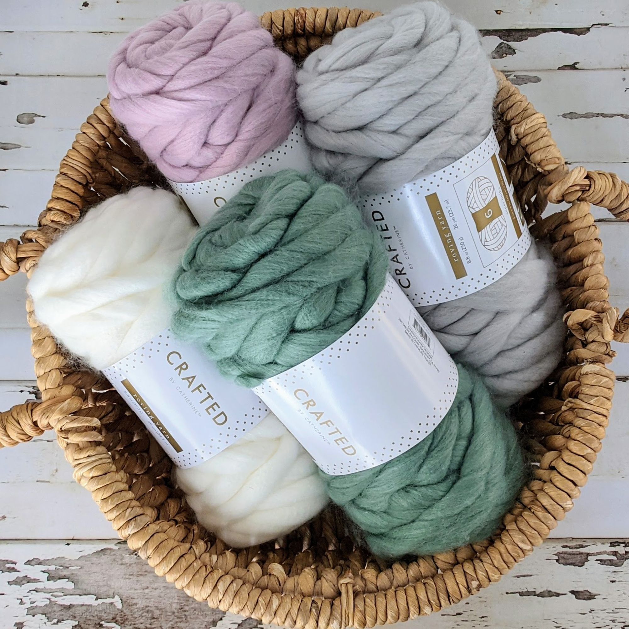 Crafted by Catherine Ivory Roving Super Bulky Yarn, 26 yards, 8.8oz/&nbsp;250g (2 Pack)