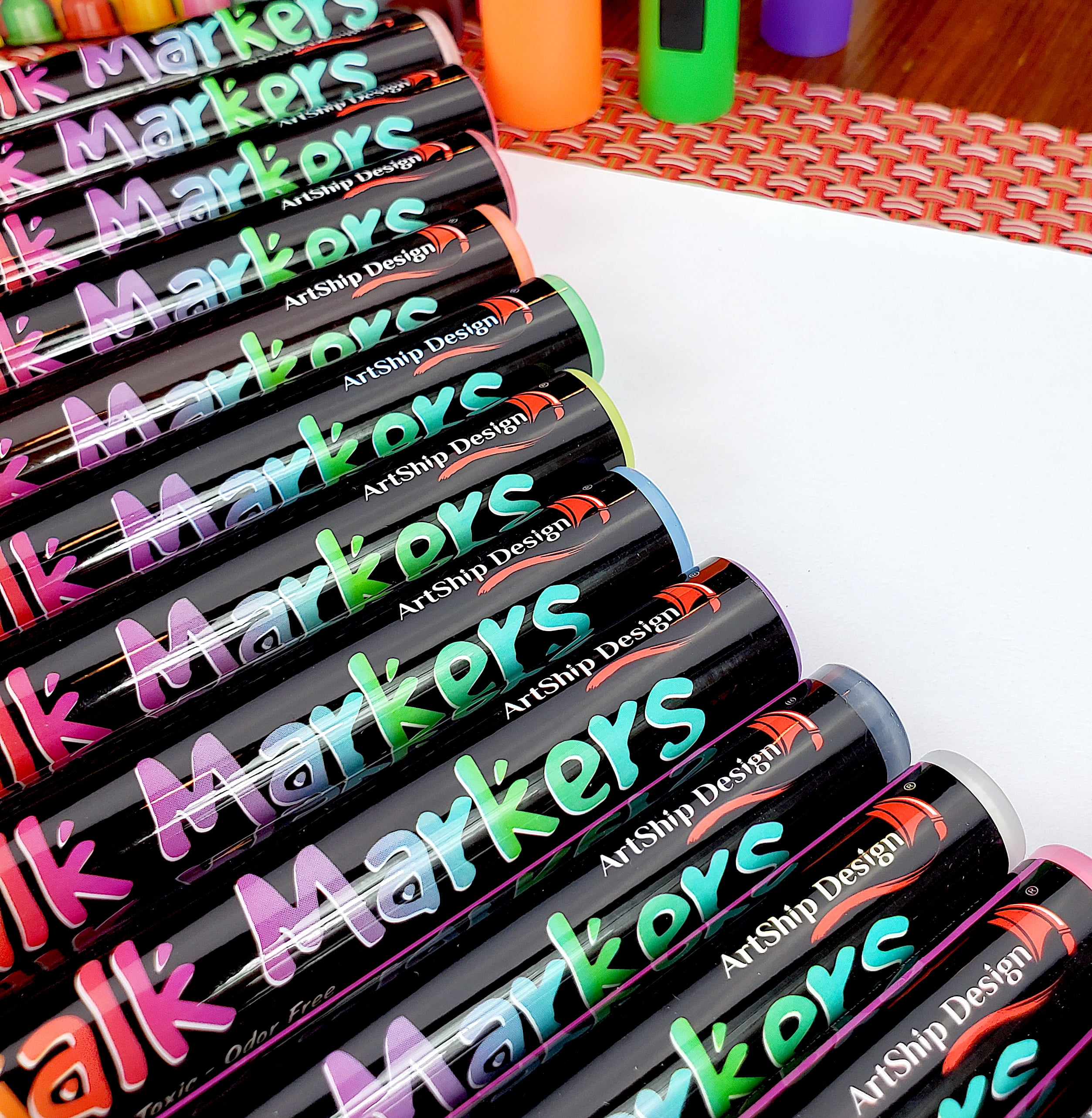 9 Jumbo Chalk Markers - 15mm Tip, Wet Eraseable Liquid Chalk Pens by  ArtShip Design 