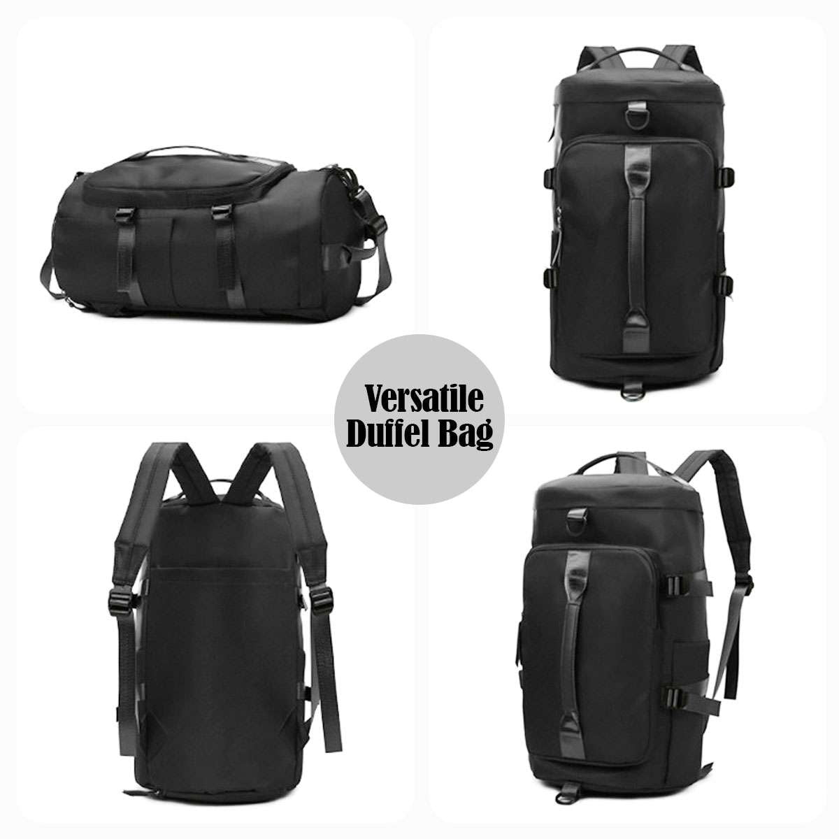 Deago Gym Bag for Men and Women Sports Duffle Bag Travel Backpack Weekender Overnight Bag with Shoes Compartment and Wet Pocket Black