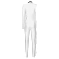 thumbnail image 4 of Kaerm Women Acrobatic Gymnastics Performance Jumpsuit Metallic Shiny Rhinestones Full Body Leotard Ivory M, 4 of 7