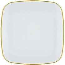 (20 PACK) EcoQuality 10" inch Disposable Square White Plastic Plates with Gold Rim, China Like Party Plates, Heavy Duty Dinner Plate, Salads, Weddings, Baby Showers, Catering, Non Toxic