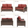 thumbnail image 6 of INTER HUT Modern Wicker Patio Furniture Set, Rattan Outdoor Conversation Set with Comfortable Cushions, 1 loveseat sofa and 2 Ottomans, Brown/Red, 6 of 9