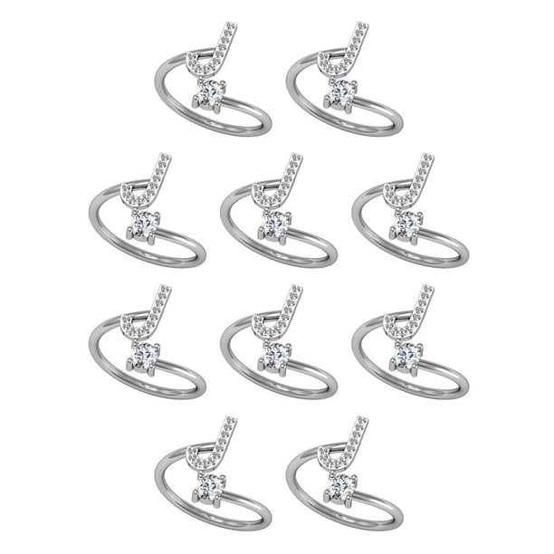 Guardurnaity Anillo abierto con letras mayúsculas, anillos de compromiso ajustables para interiores y exteriores, fiesta en casa, compras, joyería, regalos j 10piezas Guardurnaity CBP132329