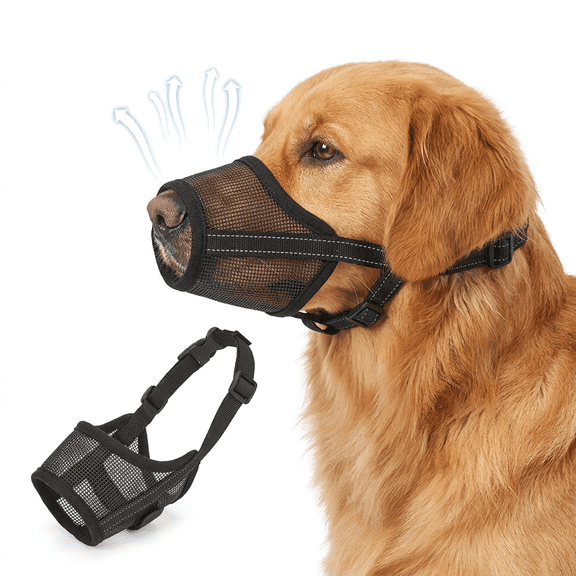 ROSEXIXI Dog Muzzle, Breathable Mesh Muzzles For Medium Sized Pet Adjustable Nylon Mouth Guard Anti Biting Scavenging Puppy Mask For Small To Medium Dog Breeds Walking Training Vet Care