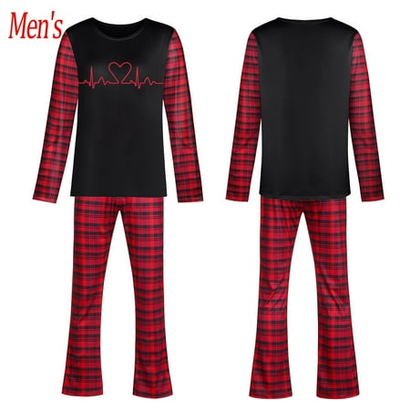 

Ovzne Valentine s Man Women Adults Blouse Tops Pants Family Clothes PajamasPrints Set