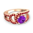 thumbnail image 3 of Diamond-Capitals 2.50 Carat Stylish Round Cut Amethyst & Red Ruby Gemstone Bridal Ring for Ladies Solid 14K Rose Gold Size 5, 3 of 8