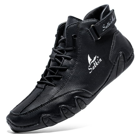 

Flyland Men s Ankle Boots Spring Autumn Casual Leather Shoes Lace Up Vintage Male Chukka Boot Black/Dark Grey US 11.5