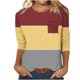 thumbnail image 1 of Fiudx Ropa de Mujer Top Informal de Color Liso con Cuello Redondo, Manga 3/4 y Bolsillo de Manga 3/4 para Mujer, 1 of 3