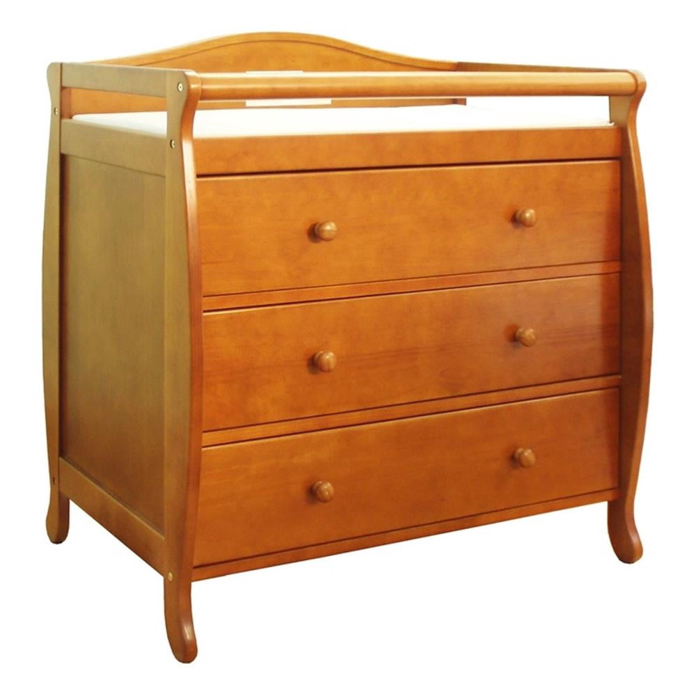 AFG Baby Furniture Grace 3-Drawer Changing Table with Contoured Changing Pad, Pecan