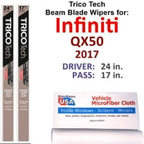 Beam Blade Wipers (Set of 2) compatible with 2017 Infiniti QX50