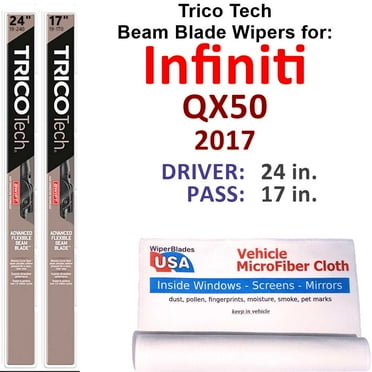 Beam Blade Wipers (Set of 2) compatible with 2017 Infiniti QX50