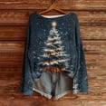thumbnail image 2 of yardsong Imitation Xmas Ugly Sweater for Women - Boat Neck Christmas Pullover Long Sleeve Xmas Trees Graphic Holiday Tops Blue,XXL, 2 of 4