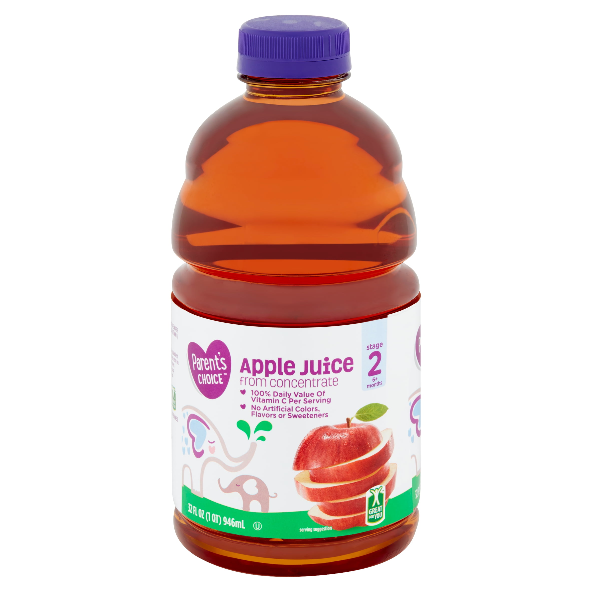 Parent's Choice 100% Apple Juice, Stage 2, 32 fl oz - Walmart.com - Walmart.com Parent's Choice 100% Apple Juice, Stage 2, 32 fl oz - Walmart.com - Walmart.com