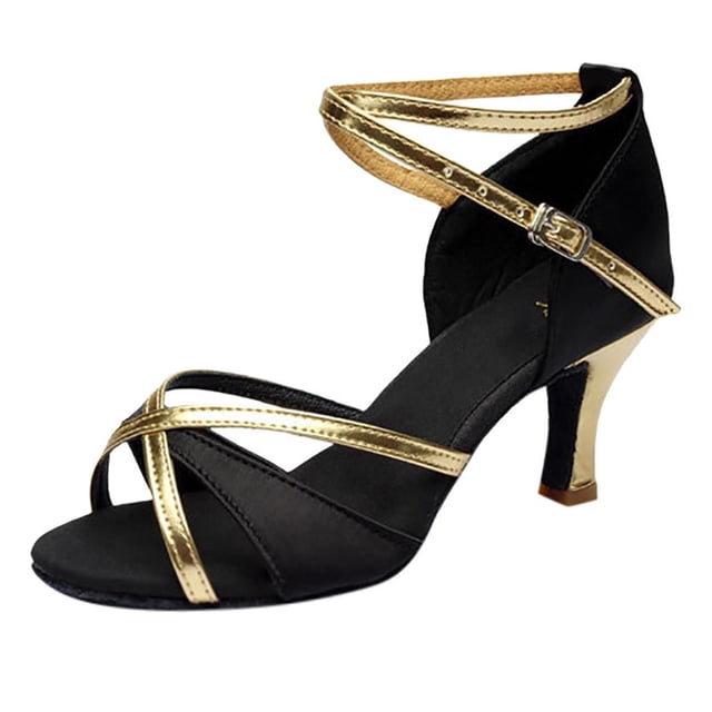 Amzcrzy Zapatos de mujer,Zapatos de mujer,Zapatillas de mujer, Zapatos de baile latino para niña, tacones medios, satén, para fiesta, tango Sandalias Mujer Zapatillas De Casa