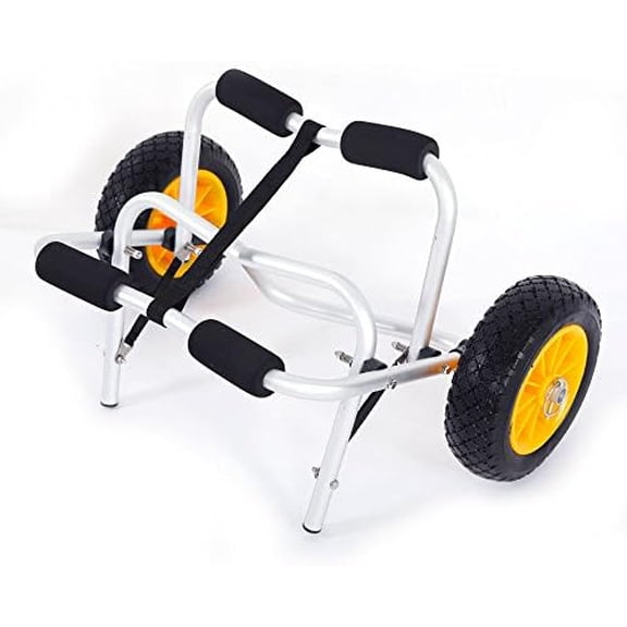 Kayak Trailer,Kayak Cart Canoe Dolly Fishing Kayak Accessories Carrier Foldable Paddle Board Trolley Boat Trailer Transport with NO-Flat Airless Tires Wheels and 2 Ratchet Straps
