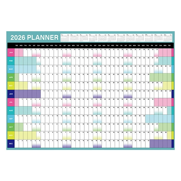 Calendario de pared grande: Calendario de pared anual 2026, póster gigante de 12 meses, planificador familiar mensual para el hogar, la escuela y la oficina.