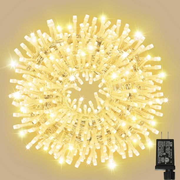Cadena de luces LAMPHOME, 20 m, 200 LED, blanco cálido, 110 V