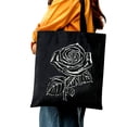 thumbnail image 5 of JEUXUS Reusable Grocery Bags Line Art Rose - Garden Gardener Botanist Flowers Rose 14.1x15.7in, 5 of 6
