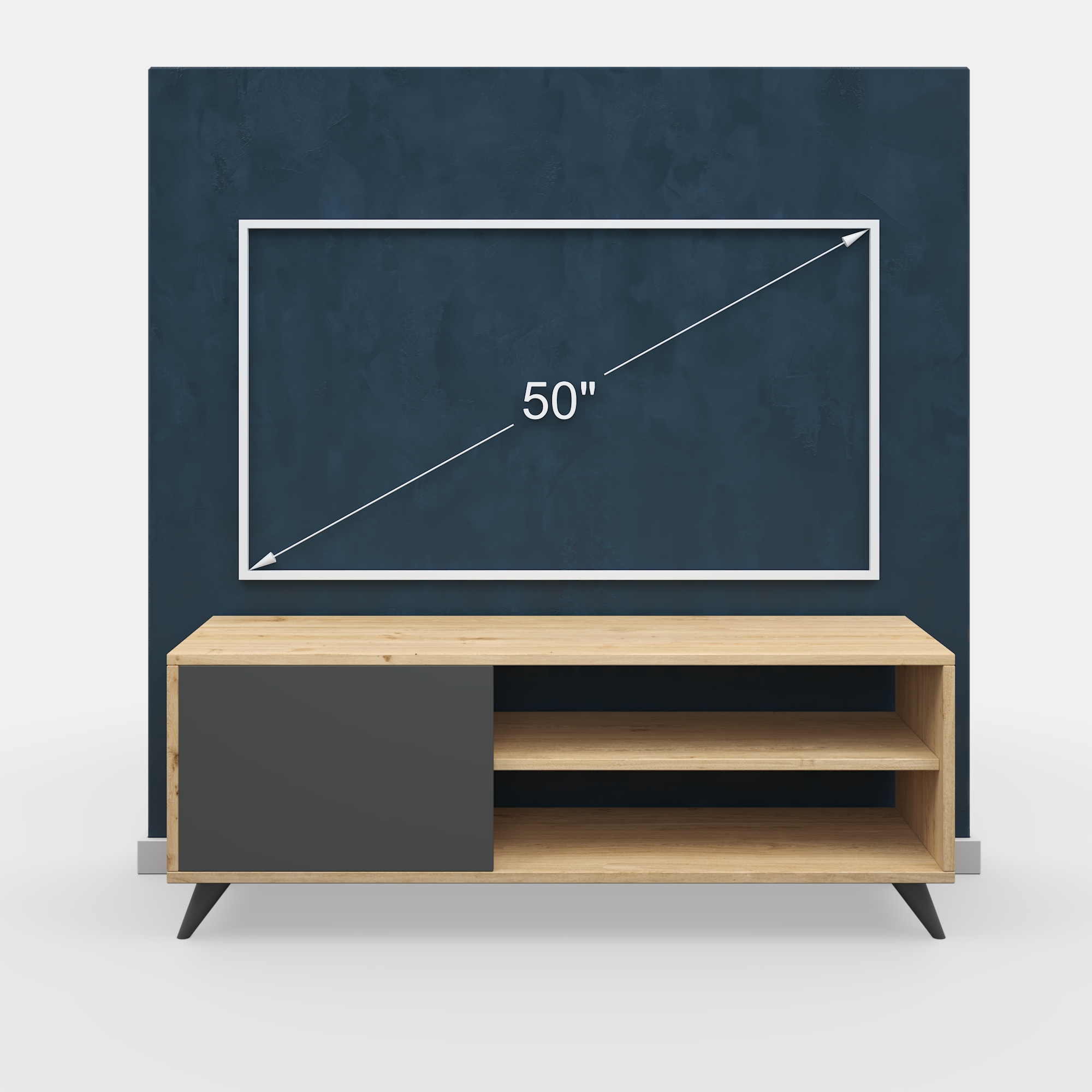 Ada Home Décor 2 Tier Venga TV Stand with Doors for TVs up to 53", Oak
