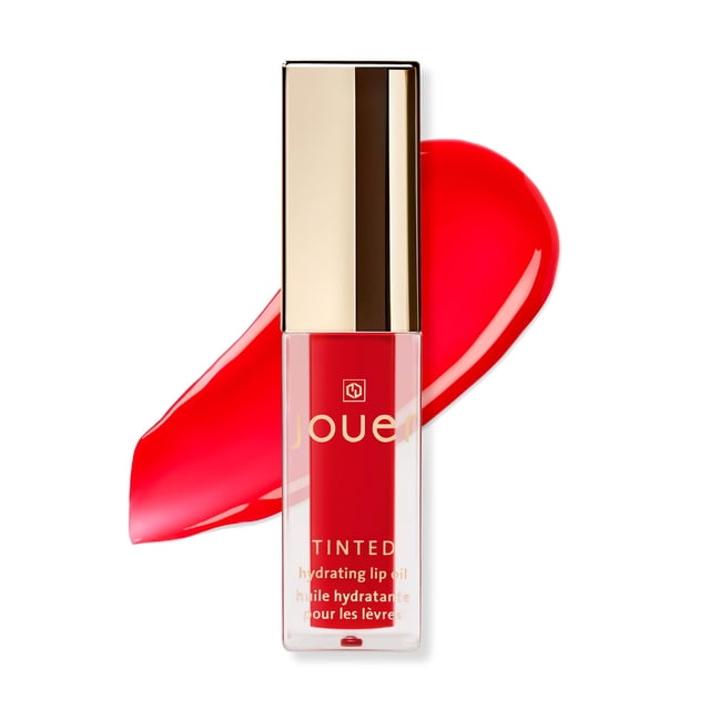 Jouer Essential Tinted Hydrating Lip Oil Gloss - Suero hidratante para tratamiento de labios secos - Aceite de labios teñido sin fragancia - Fórmula de aceite de semilla de jojoba y aceite de albarico