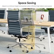 Cottinch Ribbed Genuine Leather Office Chair, High Back Executive Conference Chair Adjustable Ergonomic Computer Chair Blue 1PC