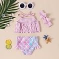thumbnail image 5 of Esaierr Toddler Baby Girls 3 Piece Swimsuits Bikini Set Bathing Suit With Hairbands Newborn Girls Fish Scale halter Bathing Suit Outfit for 6 months-5 years, 5 of 7