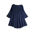 thumbnail image 2 of UKAP Ladies Tops Flowy Blouse Pleated Shirts Loose Holiday Summer Navy Blue 3XL, 2 of 3