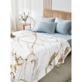 thumbnail image 4 of White Gold Abstract King Size Flat Sheet, Wrinkleproof & Fadeproof Cooling Flat Bed Sheet Only, Modern Marble Geometric Breathable Soft Bedding Top Sheets 105 x 98 Inches, 4 of 8