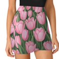 thumbnail image 3 of Bouquet of Pink Tulips Flowers Women's Shorts Non-Slip Single Pocket A-line Trouser Skirt Summer Shorts Casual Shorts for Women, 3 of 7