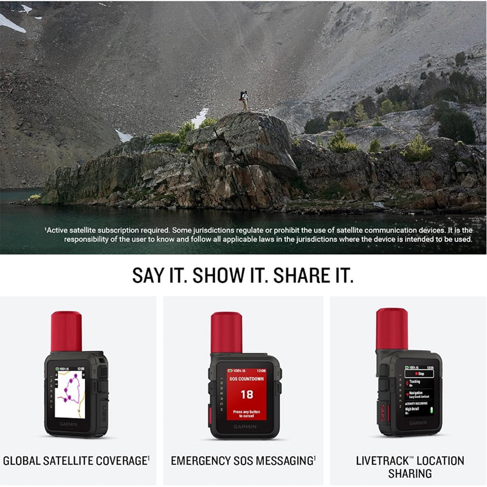 Garmin inReach Mini 3 Plus, Rugged Global Satellite Communicator with Touchscreen 010-03387-10 Bundle with Deco Essentials 2-Pack Emergency Paracord Bracelet and Wearable Front & Rear Safety Light