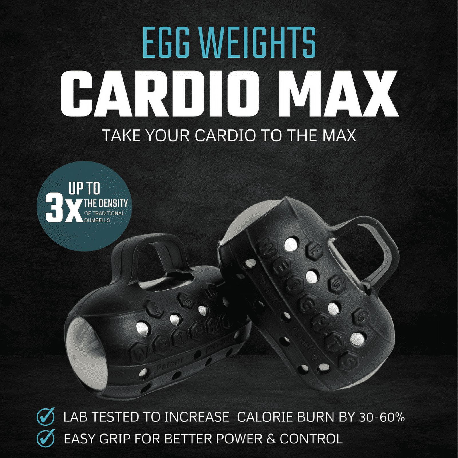 Egg Weights Compact Hand Dumbbell Set, Black, 3 lb