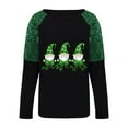 thumbnail image 4 of St Patricks Day Shirt Women Funny Patchwork Long Sleeve Top Shamrock Print Shirt Crew Neck Casual Shirts Cute Festival Outfits Green Tops for Women, 4 of 9