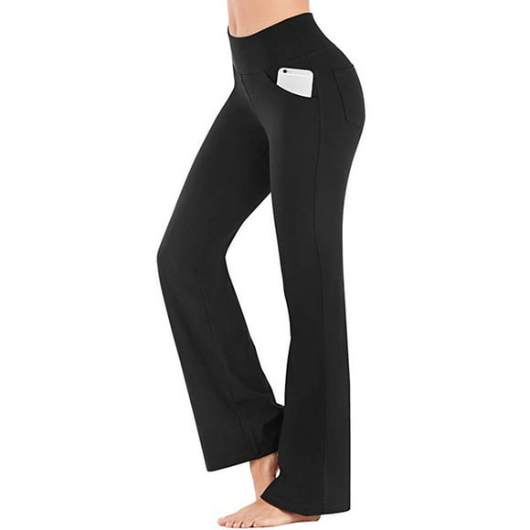 Innerwin Bas de Botte Coupe Dames Leggings Séance d'Entraînement Taille Haute Pantalon de Yoga Pleine Longueur Noir XS