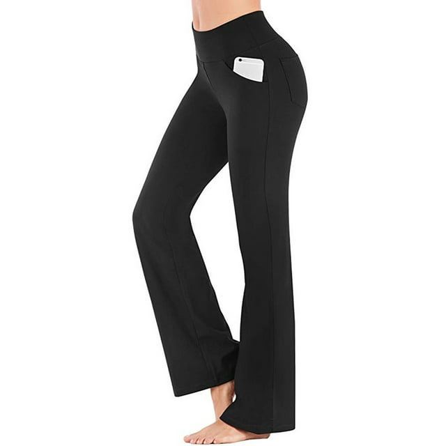 Innerwin Women's Boot Cut High Waist Yoga Pants, Black, S