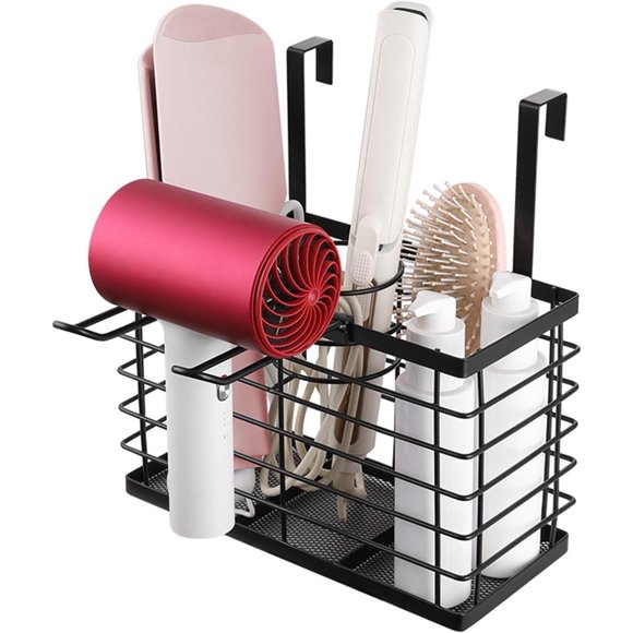 shiyou-3-in-1 Hair Tool Organizer - Hair Dryer Holder with 3 Adjustable Heights, Wall Mountable & Cabinet Door Compatible, Rust-Proof & Waterproof for Bathroom or Home
