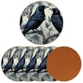thumbnail image 2 of Crow 6PCS Round Microfiber Leather Drink Coasters, 11x11 cm/4.3x4.3 in, Set of 6 Coasters for Table and Decoration, 2 of 6