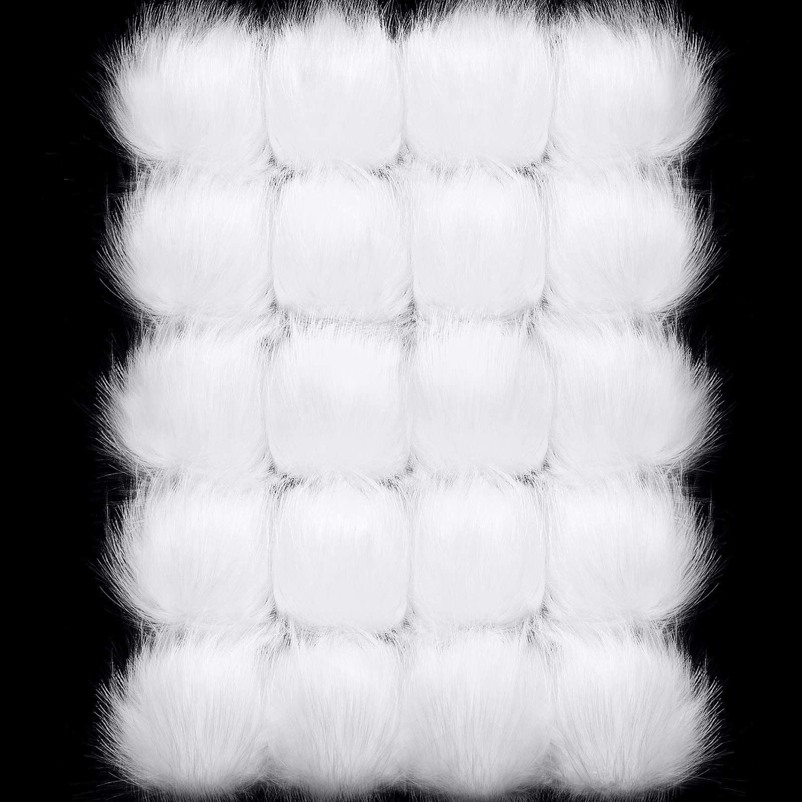 12 Pieces White Faux Fur Pompom Ball DIY Fur Pompoms White Fluffy Pompom Balls with Elastic Band for Hats Shoes Scarves Beanies Bag Keychain Charms Accessories 