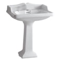 thumbnail image 2 of Isabella Collection Traditional Pedestal with an Integrated large Rectangular Bowl, Widespread Faucet Drilling, Backsplash, Dual Soap Ledges, Decorative Trim and Overflow - White, 2 of 2