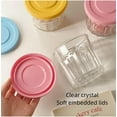 thumbnail image 3 of baomifa-2 Pack Small Glass Food Jars with Lids,Overnight Oats Container,13 OZ Round Glass Storage Container for Food Portion,Dipping Sauce,Snack,Yogurt,Leakproof,Freezer Safe(pink yellow), 3 of 4