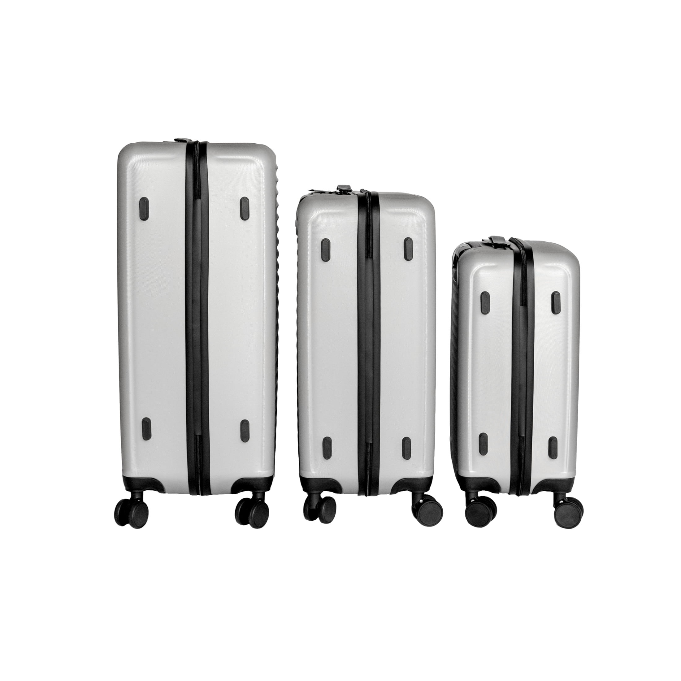 Noble House 3-Piece 20"/24"/28" Hard Shell Spinner Luggage Set, Lightweight Suitcases with Combination Locks, Silver