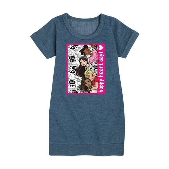 Barbie - Happy Heart Day - Toddler And Youth Girls Fleece Dress