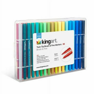 KINGART PRO Twin-Tip Brush Pen Art Markers, Set of 48 Unique Colors