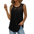 thumbnail image 1 of Camisetas de Tirantes de Verano para Mujer, Corte Holgado, Túnicas Plisadas, Escote Redondo, Sin Mangas, Encaje, Dobladillo Curvo, Fluidas. Negro XXXL, 1 of 6