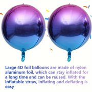 5pcs 22-Inch Gradient Purple & Blue Metallic Balloons - 4D Aluminum Party Decorations for Galaxy-Themed Birthdays, Event Decorations,Modern Decor