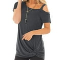 thumbnail image 4 of Women's Casual Kink Short Sleeve T-shirt Short Sleeve Slant Shoulder Top/shirt, 4 of 8