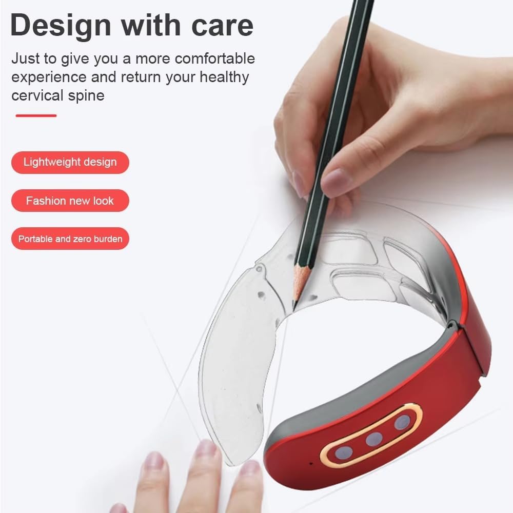 Neuropro Heated Neck Massager for Neuropathy, Triple Neck Relief Massager with 6 Vibration Modes & 9 Strength Levels, Electric Neck Wrap for Pain Relief,RD