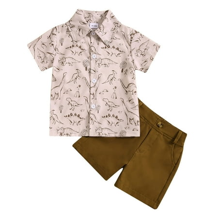

Toddler Boys Short Sleeve Prints T Shirt Tops Shorts Child Kids 2PC Set Outfits Clothes 2t Shorts Baby for Boys Baby Boy Shirt Set Go Home Outfit for Mom Big Boy Outfits Size Dinosaur Outfit for Boys