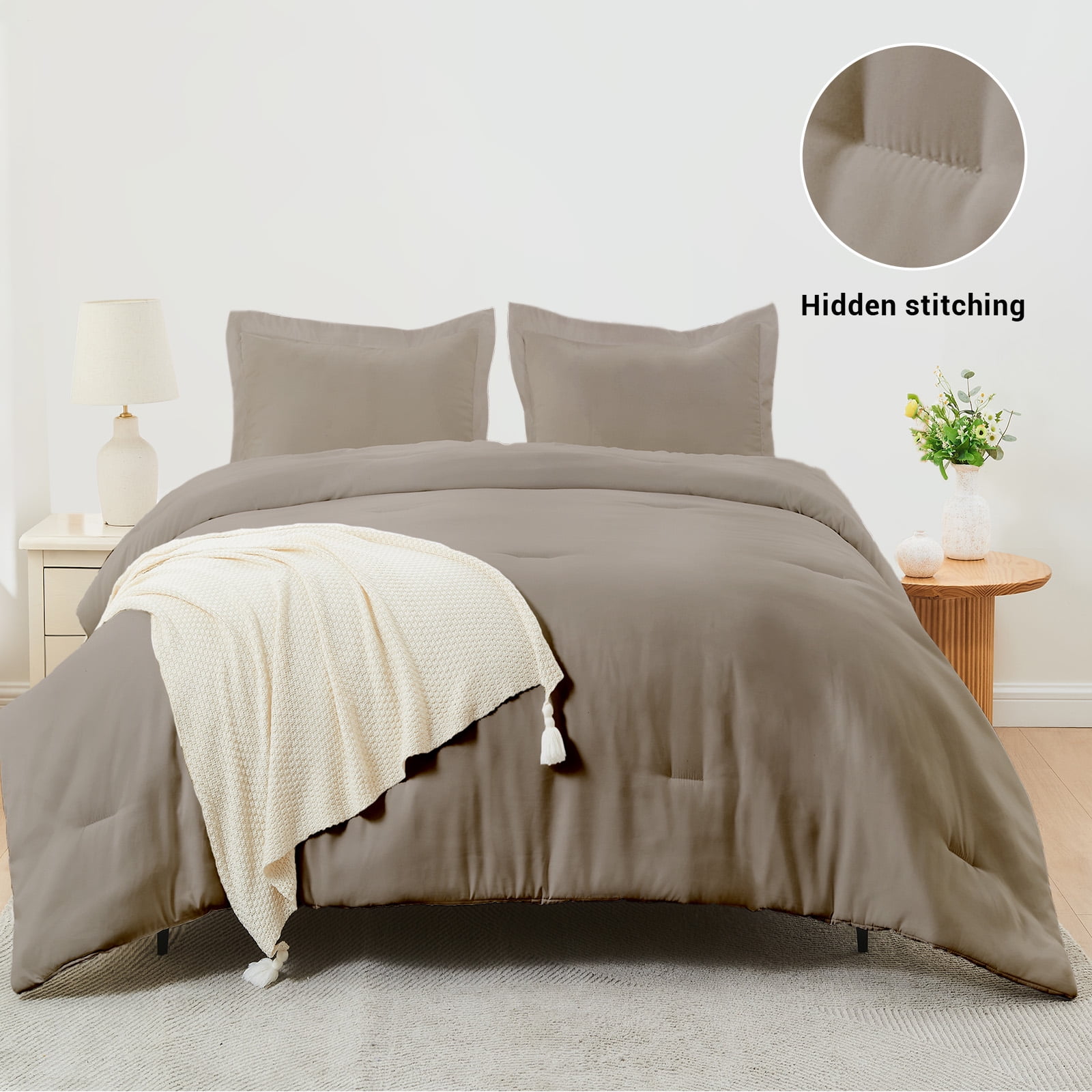 Hitime Ultra Soft Queen Size Comforter Set 3 Pieces Gentle Down Alternative Bedding 1 Lightweight Comforter and 2 Pillowcases