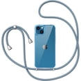 thumbnail image 5 of Clear Case for iPhone 14 with Adjustable Neck Lanyard Strap,Soft Slim TPU Shockproof Protective Cover for iPhone 14 6.1 inch-Grey Blue, 5 of 10