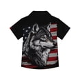 thumbnail image 6 of Binienty American Flag Wolf Hawaiian Shirt Boys Breathable Boys Button Up Tropical Shirt Thin Casual Cuban Collar Top Comfortable Youth Hawaii Outfits, 6 of 7